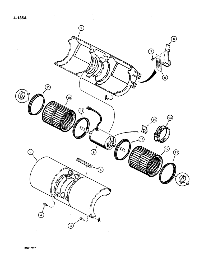 Схема запчастей Case W36 - (4-135A) - CAB BLOWER (04) - ELECTRICAL SYSTEMS