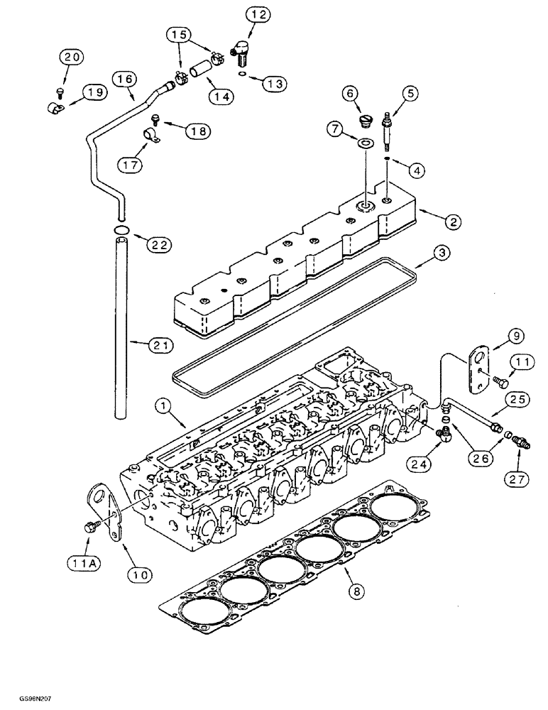 Схема запчастей Case 821B - (2-29A) - CYLINDER HEAD COVER, 6T-830 EMISSIONS CERTIFIED ENGINE, TRACTOR P.I.N. JEE0050601 & AFTER (02) - ENGINE