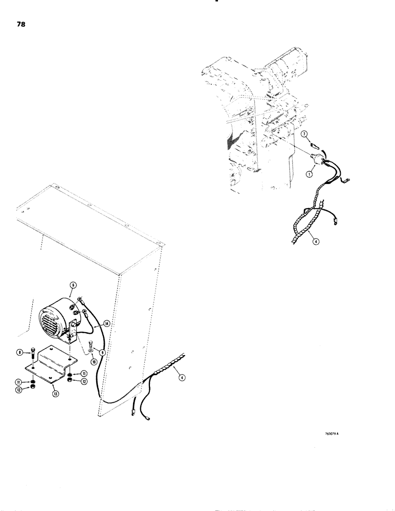 Схема запчастей Case W20 - (078) - BACKUP ALARM (09) - CHASSIS