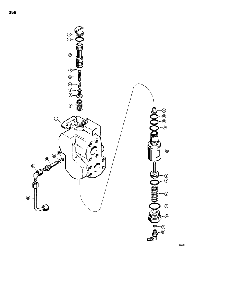 Схема запчастей Case 1150B - (358) - R30140 VALVE SECTION (LOADER INLET/OUTLET), R30150 VALVE SECTION (DOZER INLET/OUTLET) (07) - HYDRAULIC SYSTEM