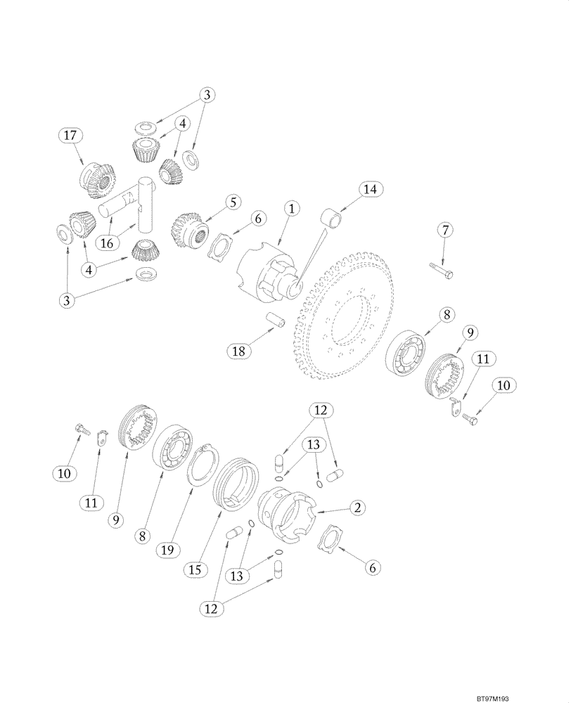 Схема запчастей Case 585G - (06-54) - AXLE, FRONT - DIFFERENTIAL (06) - POWER TRAIN