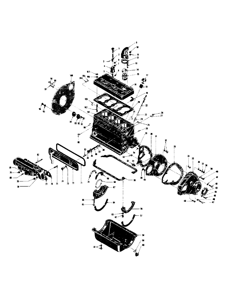 Схема запчастей Case 300 - (015) - GASOLINE ENGINE INST. - PART I - EXTERNAL PARTS GROUP (01) - ENGINE