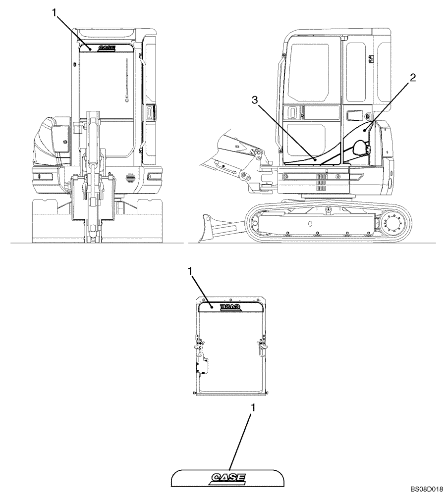 Схема запчастей Case CX50B - (06-014[00]) - NAME PLATE INSTALLATION (CAB) (PW22T00100F1) NAME-PLATE
