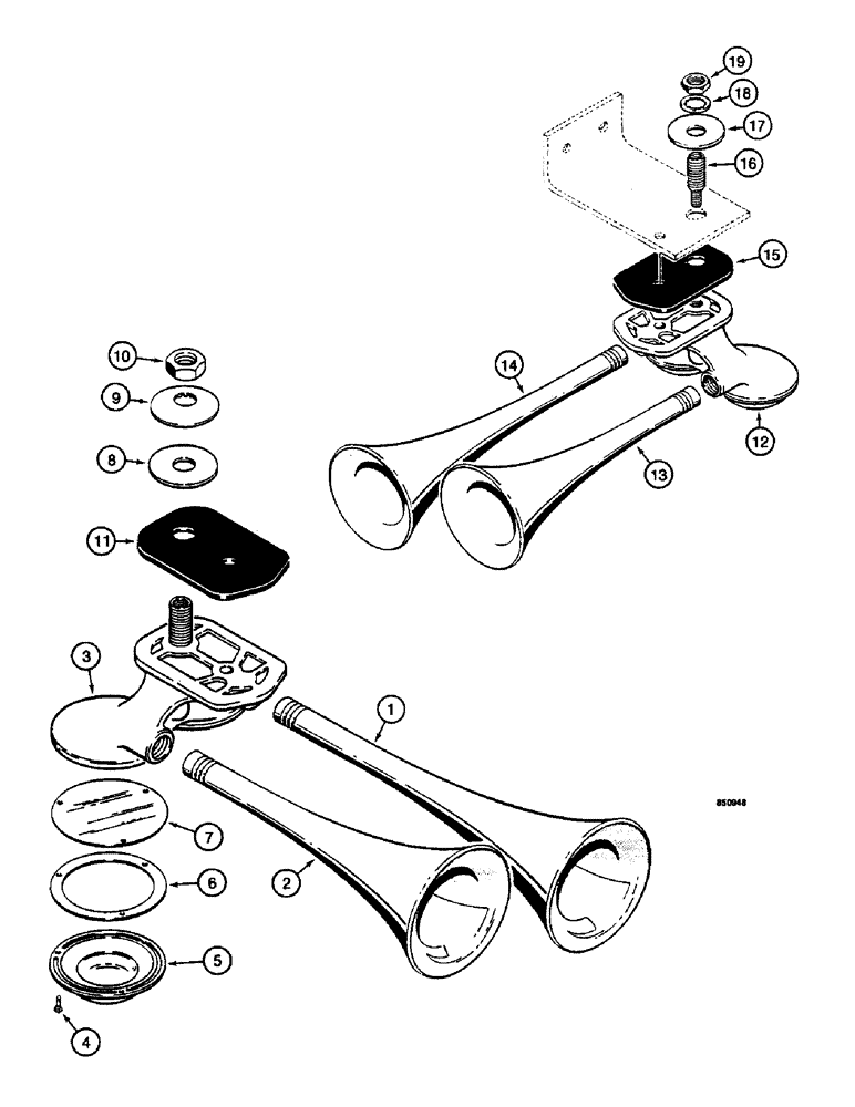 Схема запчастей Case W14 - (446) - L76560 HORN, L50225 HORN (07) - BRAKES