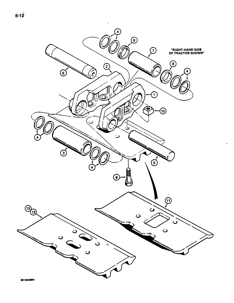 Схема запчастей Case 1187C - (5-12) - TRACK CHAIN AND SHOES (11) - TRACKS/STEERING