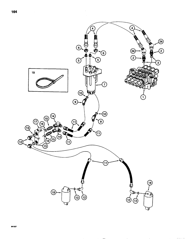 Схема запчастей Case 880D - (164) - HYDRAULIC LEVELER LINES, MODELS WITHOUT AUXILIARY CIRCUIT (07) - HYDRAULIC SYSTEM
