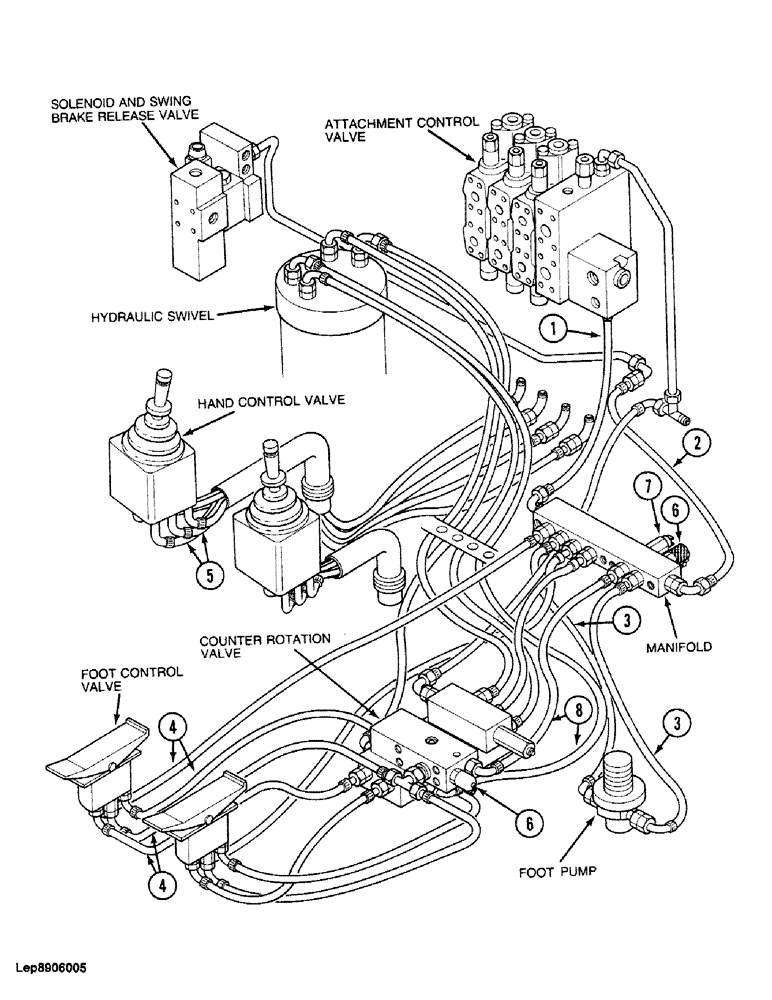 Схема запчастей Case 688 - (1-18) - PICTORIAL INDEX, CAB HYDRAULIC CIRCUIT (00) - PICTORIAL INDEX