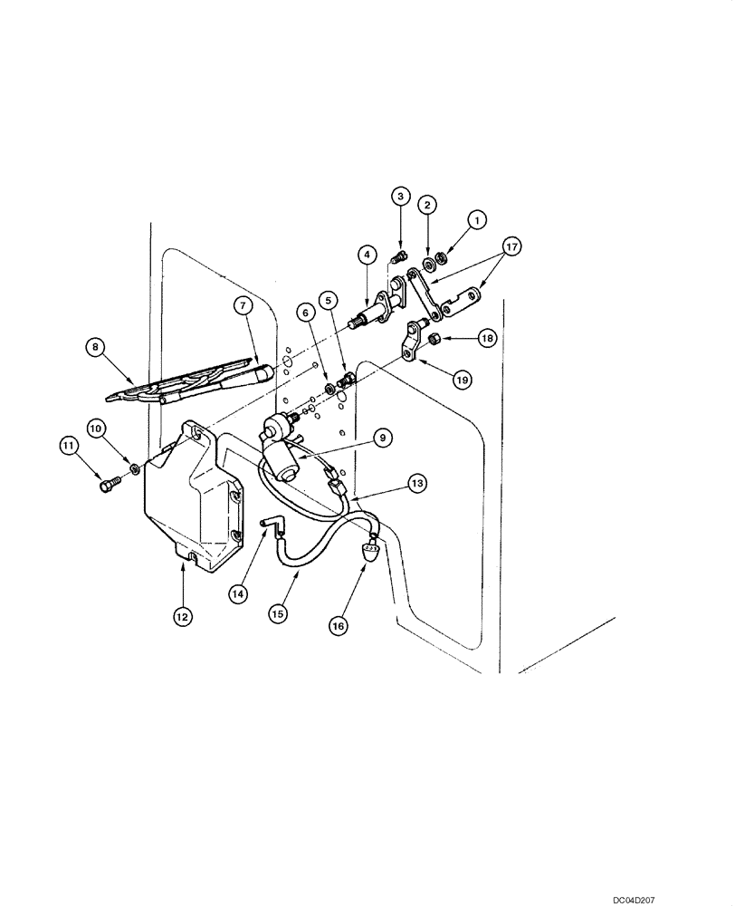 Схема запчастей Case 885 - (09.51[00]) - FRONT LOWER WINDSHIELD WIPER (09) - CHASSIS