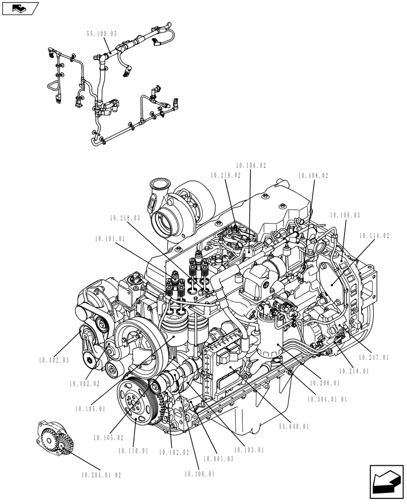 Схема запчастей Case F4HFE613Z A005 - (10.000.01[01]) - ENGINE (5801366340) (10) - ENGINE
