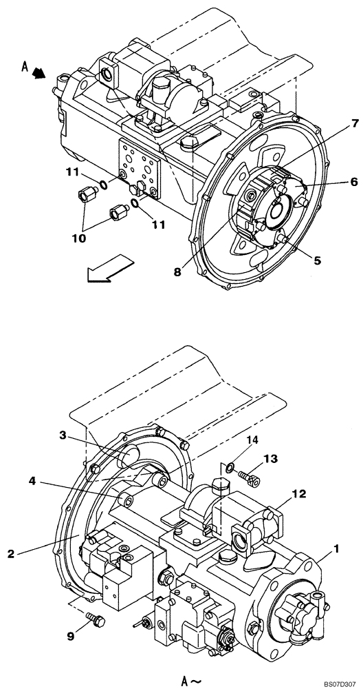 Схема запчастей Case CX250C - (08-003[00]) - PUMP ASSY, HYDRAULIC - WITH AUXILIARY HYDRAULIC - COUPLING (08) - HYDRAULICS