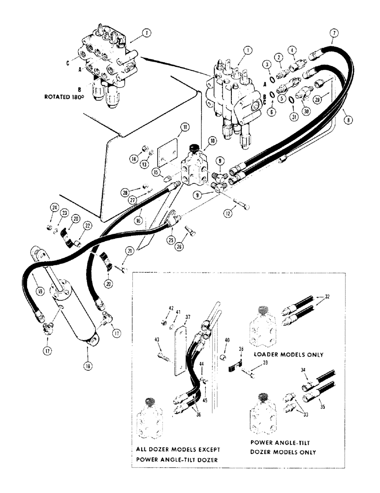 Схема запчастей Case 310G - (252) - THREE POINT HITCH HYDRAULICS, (MODELS WITH DIVERSION VALVE) (07) - HYDRAULIC SYSTEM