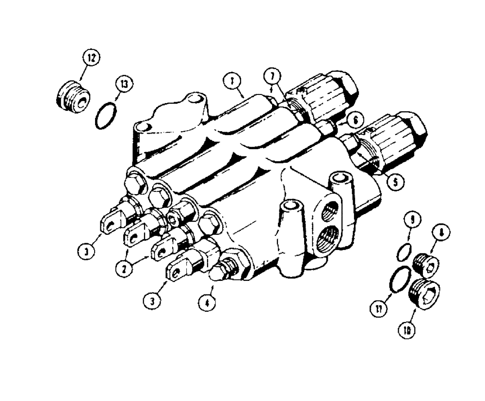 Схема запчастей Case 450 - (276) - D36185 EQUIPMENT CONTROL VALVE (4 SPOOL) (07) - HYDRAULIC SYSTEM