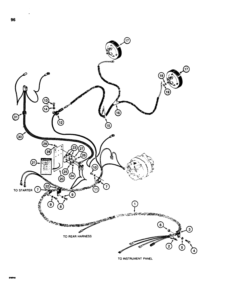Схема запчастей Case 855C - (096) - FRONT ELECTRICAL WIRING, INSTRUMENT PANEL TO CIRCUIT (06) - ELECTRICAL SYSTEMS
