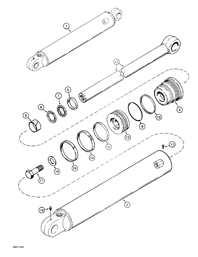 Схема запчастей Case 570LXT - (8-128) - BACKHOE STABILIZER CYLINDERS, 3/4 INCH CLOSED END PORT (08) - HYDRAULICS