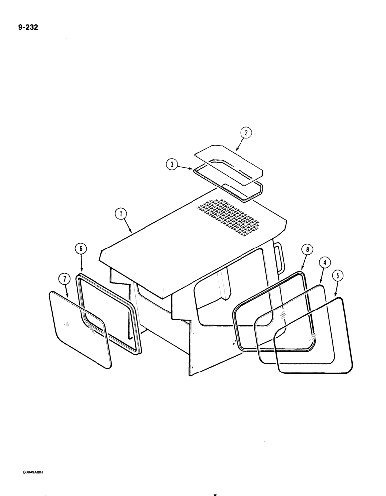 Схема запчастей Case 1818 - (9-232) - ROPS - GLAZED (09) - CHASSIS/ATTACHMENTS