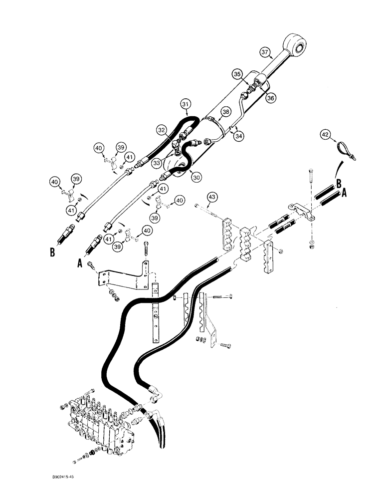 Схема запчастей Case 580SK - (8-036) - BACKHOE DIPPER CYLINDER HYDRAULIC CIRCUIT (08) - HYDRAULICS