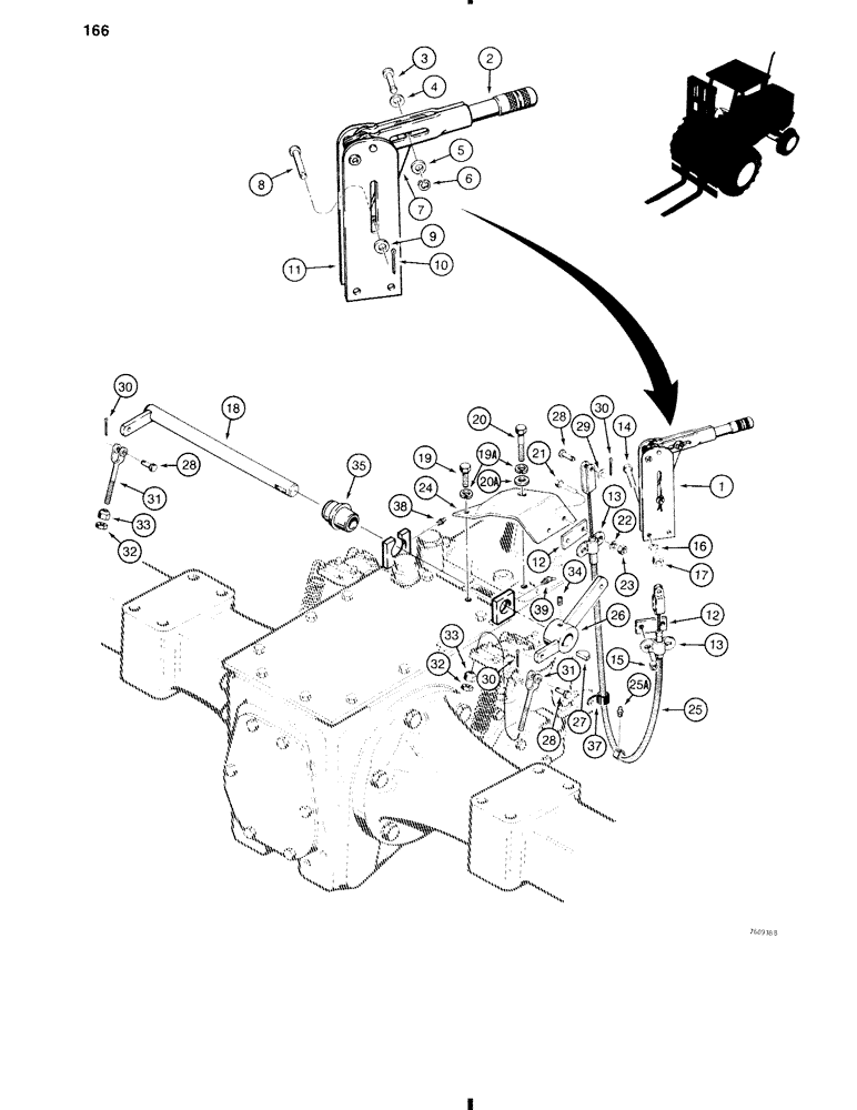 Схема запчастей Case 584C - (166) - PARKING BRAKE (33) - BRAKES & CONTROLS
