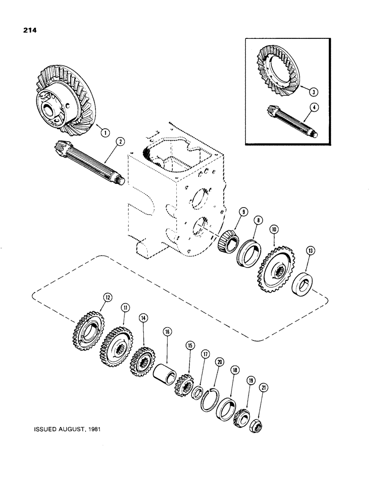 Схема запчастей Case 480C - (214) - COUNTERSHAFT, TRANSAXLE (27) - REAR AXLE SYSTEM