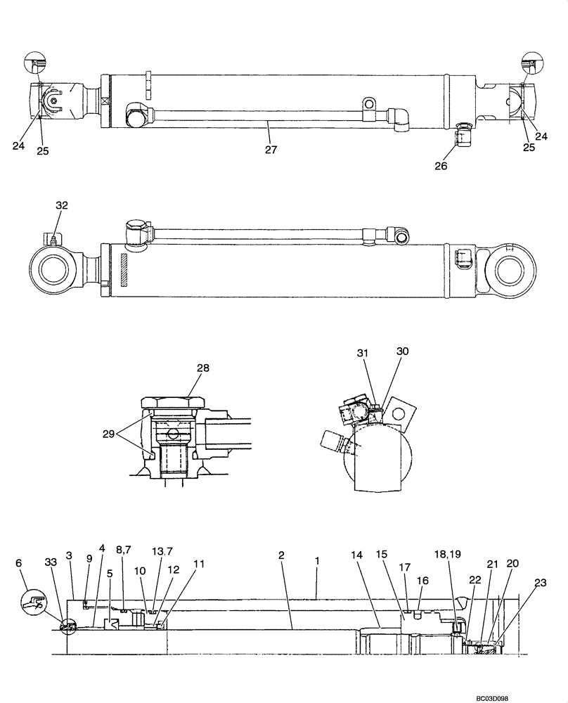 Схема запчастей Case CX31 - (08-85[00]) - CYLINDER, SWING (08) - HYDRAULICS