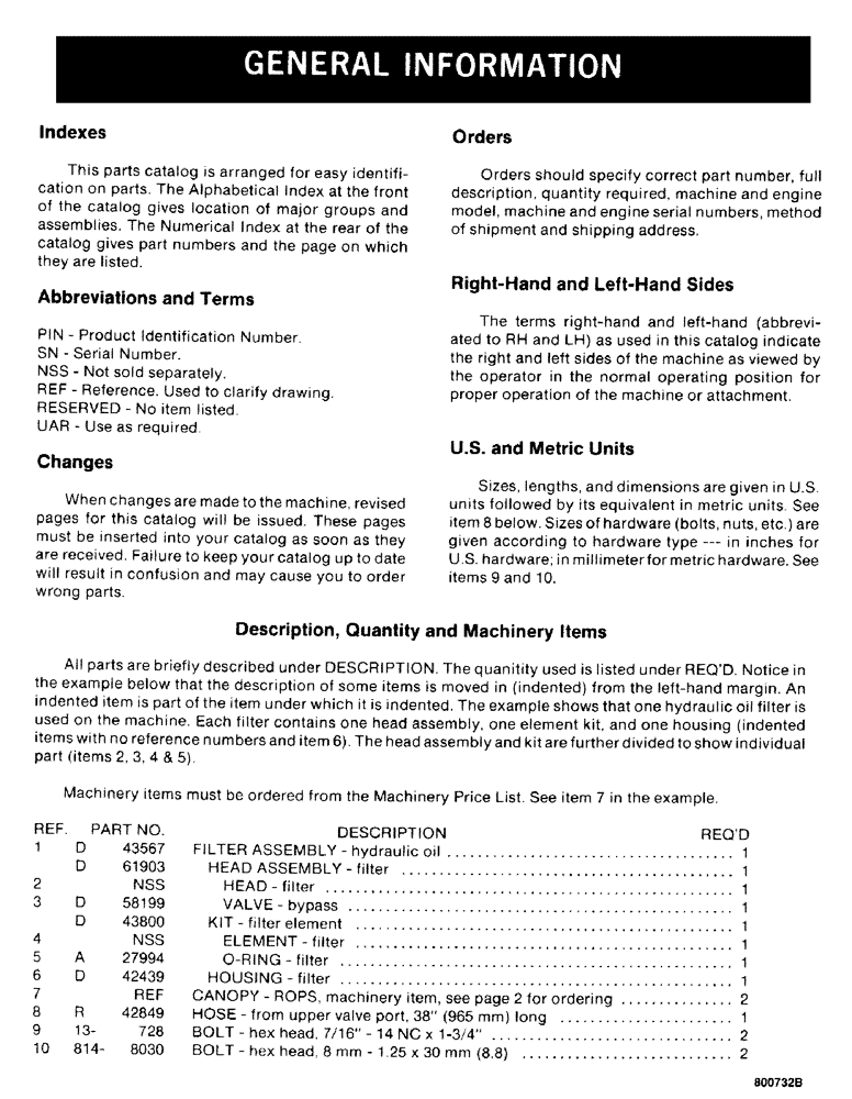 Схема запчастей Case 1280 - (002) - GENERAL INFORMATION (00) - GENERAL