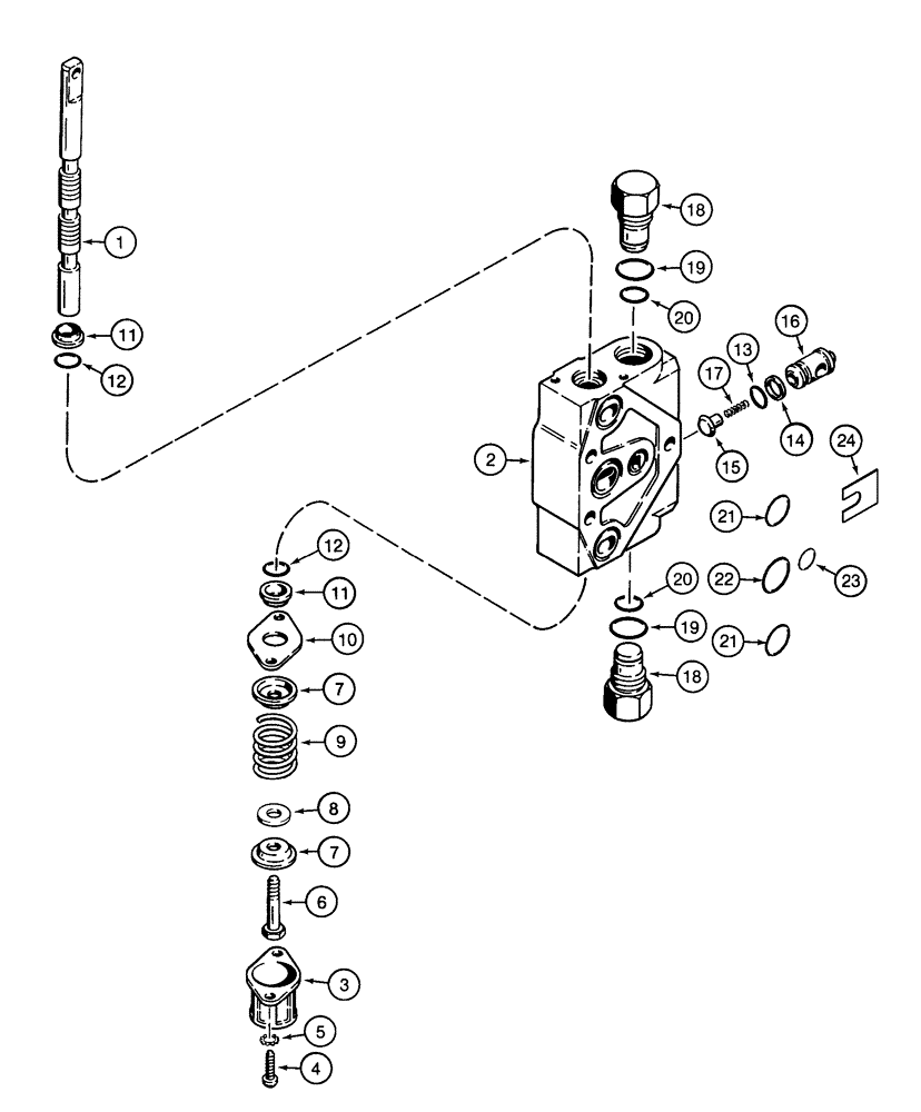 Схема запчастей Case 960 - (08-22) - VALVE SECTION BACKHOE BUCKET (08) - HYDRAULICS