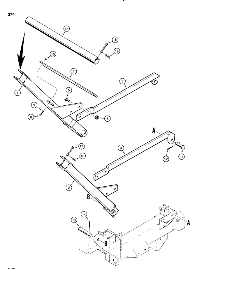 Схема запчастей Case P60 - (374) - LINE LAYER REEL CARRIER (89) - TOOLS