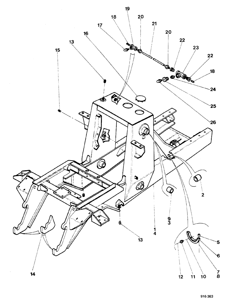 Схема запчастей Case 580F - (320) - CHASSIS (39) - FRAMES AND BALLASTING