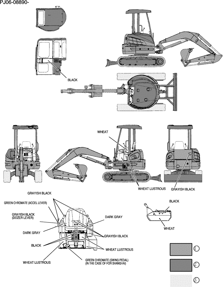 Схема запчастей Case CX50B - (006-29[1]) - PAINT COLOR (00) - GENERAL & PICTORIAL INDEX