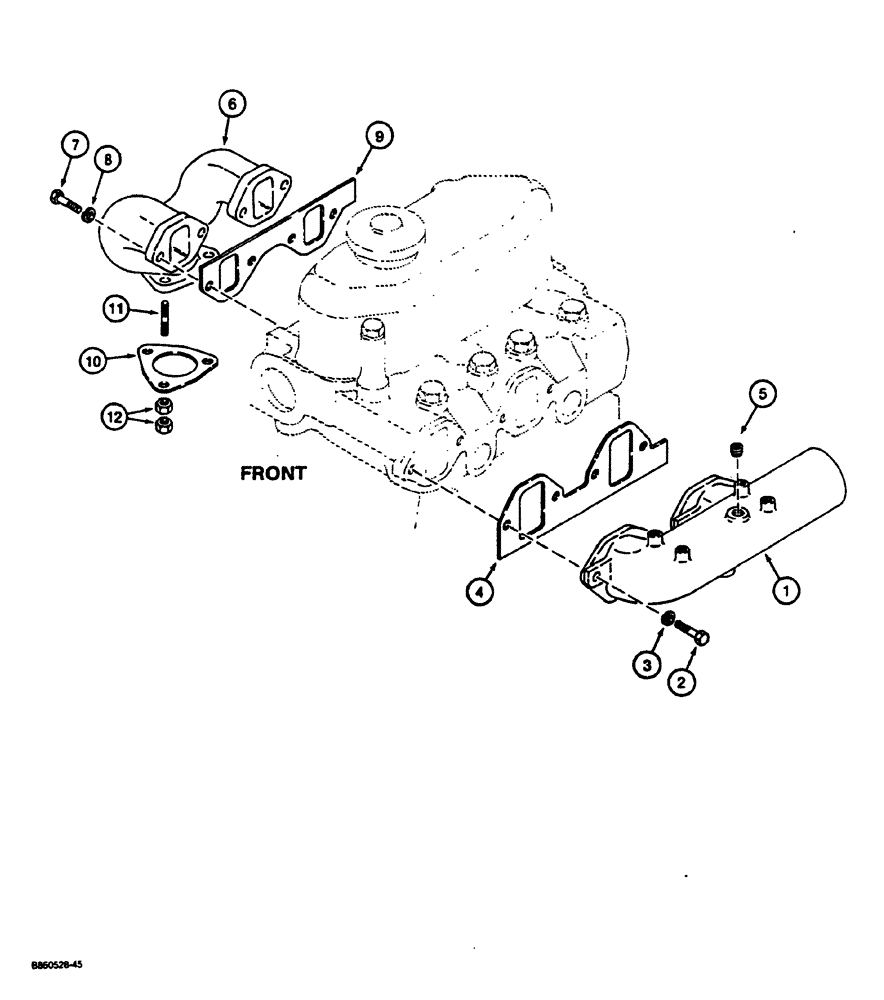 Схема запчастей Case CASE - (2-16) - MANIFOLDS, INTAKE/EXHAUST (02) - ENGINE