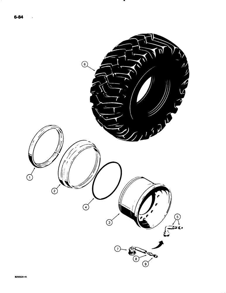 Схема запчастей Case W18B - (6-84[A]) - RIMS AND TIRES, 14.00 X 24 (06) - POWER TRAIN