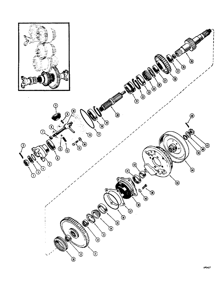 Схема запчастей Case W7E - (164) - TRANSMISSION, TRANSMISSION OUTPUT SHAFT AND REAR AXLE (06) - POWER TRAIN