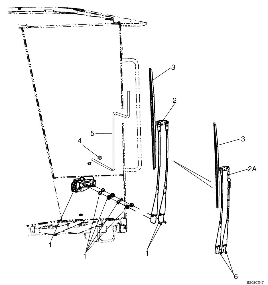 Схема запчастей Case 621E - (04-23) - CAB - WIPER, FRONT (04) - ELECTRICAL SYSTEMS