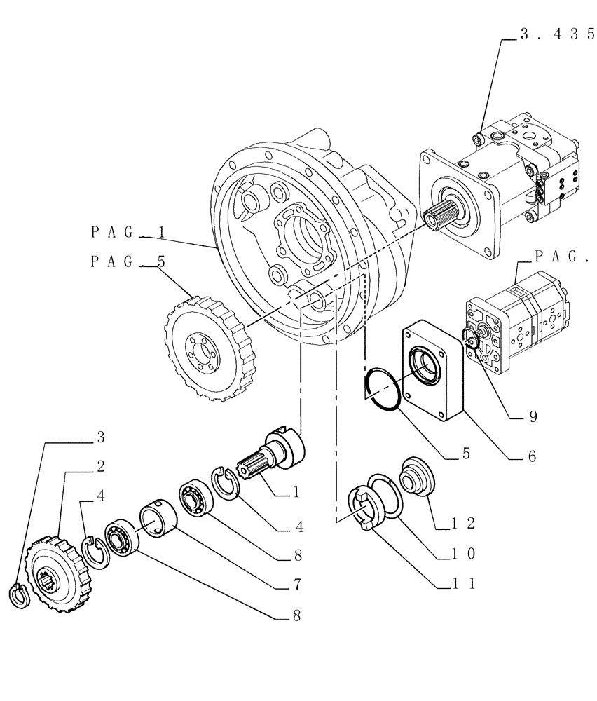 Схема запчастей Case 1850K - (1.200[02]) - UNIT TORQUE CONVERTER Hydrostatic Transmission
