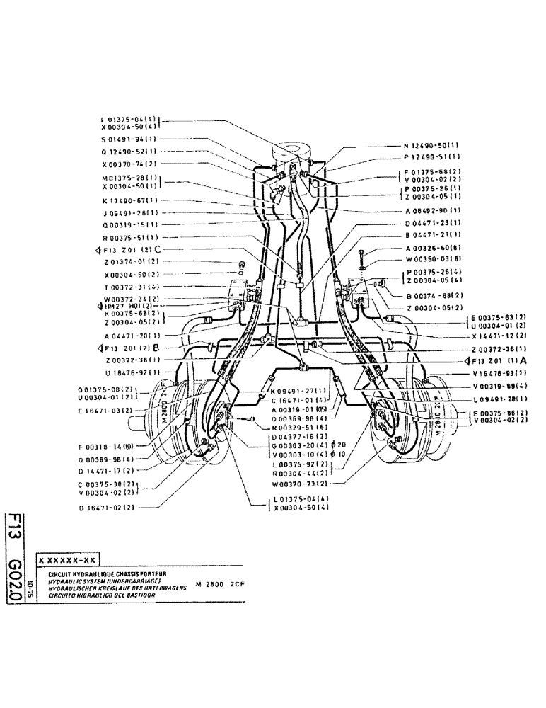 Схема запчастей Case RC200L - (052) - HYDRAULIC SYSTEM UNDERCARRIAGE M2800 2CF 