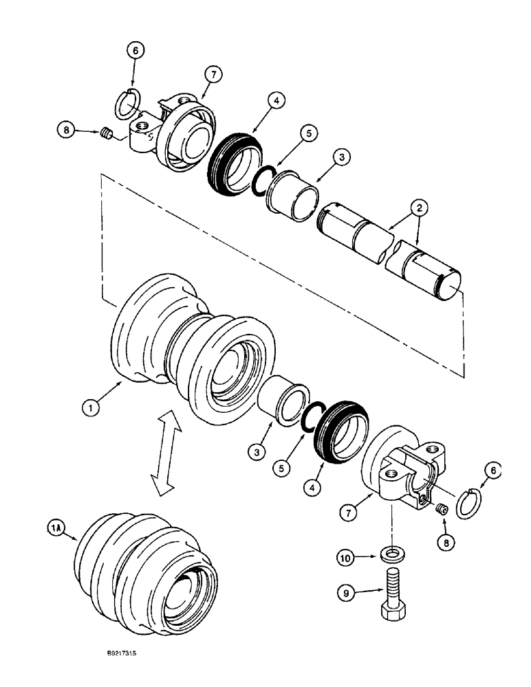 Схема запчастей Case 9010 - (5-12) - TRACK ROLLERS (11) - TRACKS/STEERING