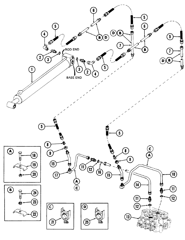 Схема запчастей Case 880 - (238) - "E" BOOM CROWD CYLINDER HYDRAULICS (07) - HYDRAULIC SYSTEM