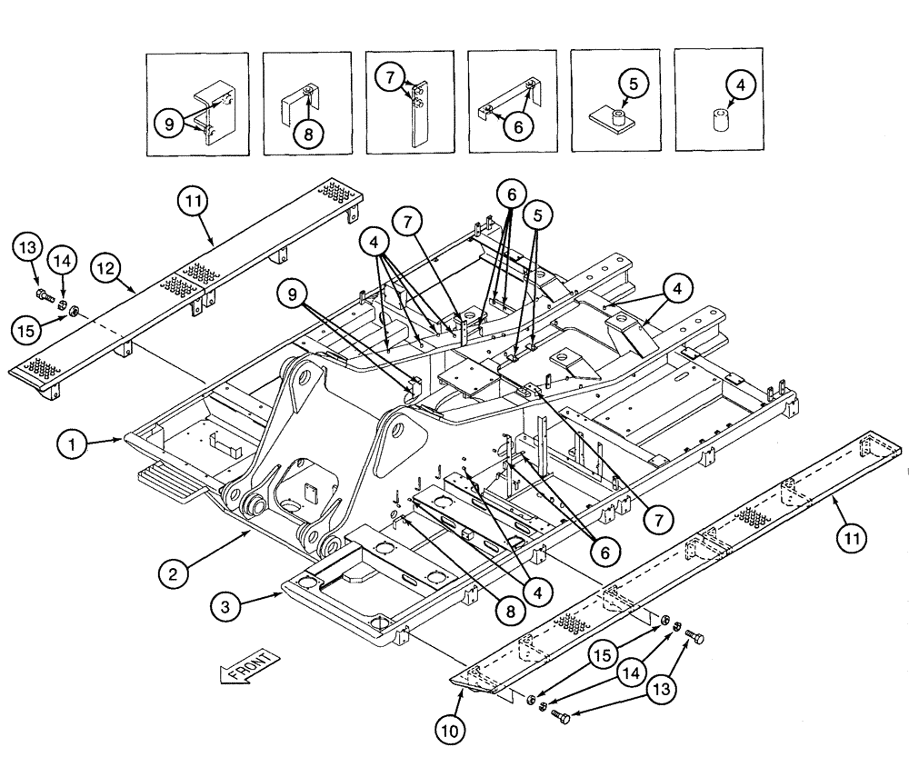Схема запчастей Case 9050B - (9-006) - TURNTABLE AND WALKWAYS (09) - CHASSIS