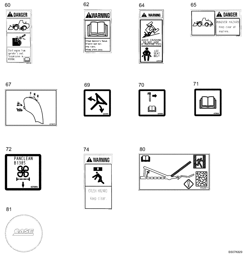 Схема запчастей Case 221D - (91.023[4552890000]) - DECAL KIT (N.A.) 2 OF 2 (90) - PLATFORM, CAB, BODYWORK AND DECALS