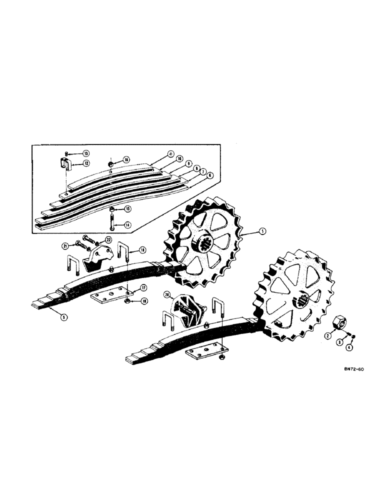 Схема запчастей Case 400 - (156) - SPROCKET AND LEAF SPRING (04) - UNDERCARRIAGE