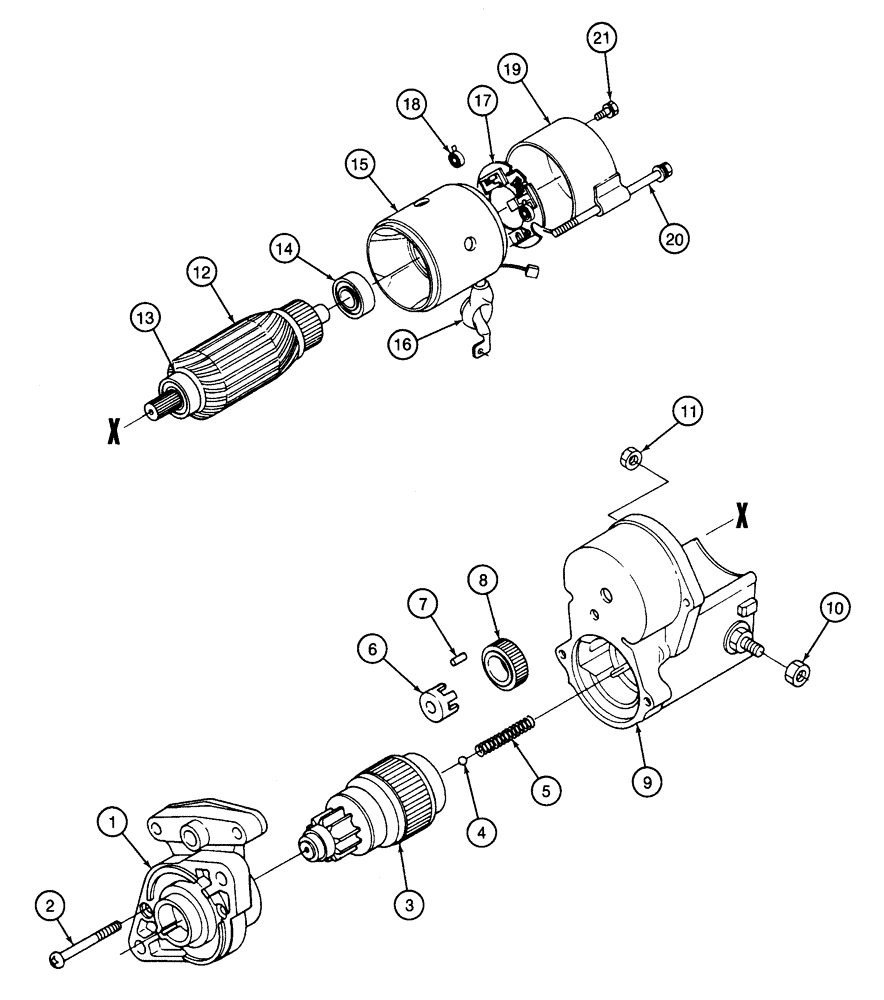 Схема запчастей Case 460 - (4-04) - STARTER ASSEMBLY, 125442A1, KUBOTA V1505-B ENGINE (04) - ELECTRICAL SYSTEMS