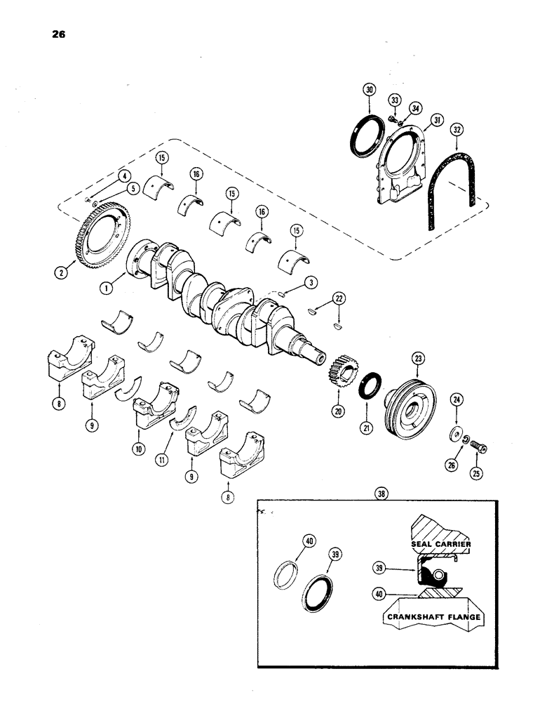 Схема запчастей Case 850 - (026) - CRANKSHAFT, (301 BD) DIESEL ENGINE (01) - ENGINE