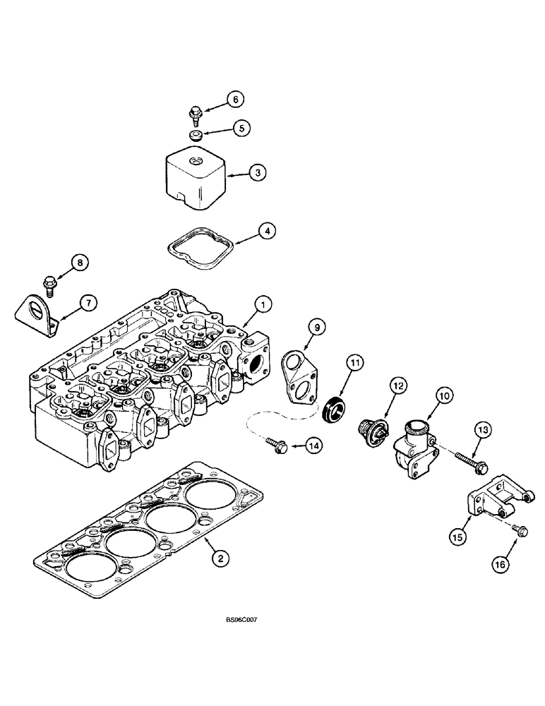 Схема запчастей Case 580L - (2-36) - CYLINDER HEAD COVERS, 4-390 EMISSIONS CERTIFIED ENGINE,4T-390 EMISSIONS CERTIFIED ENGINE (02) - ENGINE