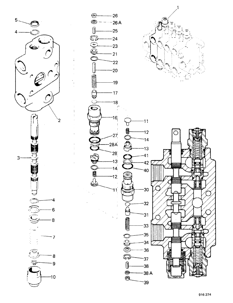 Схема запчастей Case 580F - (242) - BOOM VALVE (35) - HYDRAULIC SYSTEMS