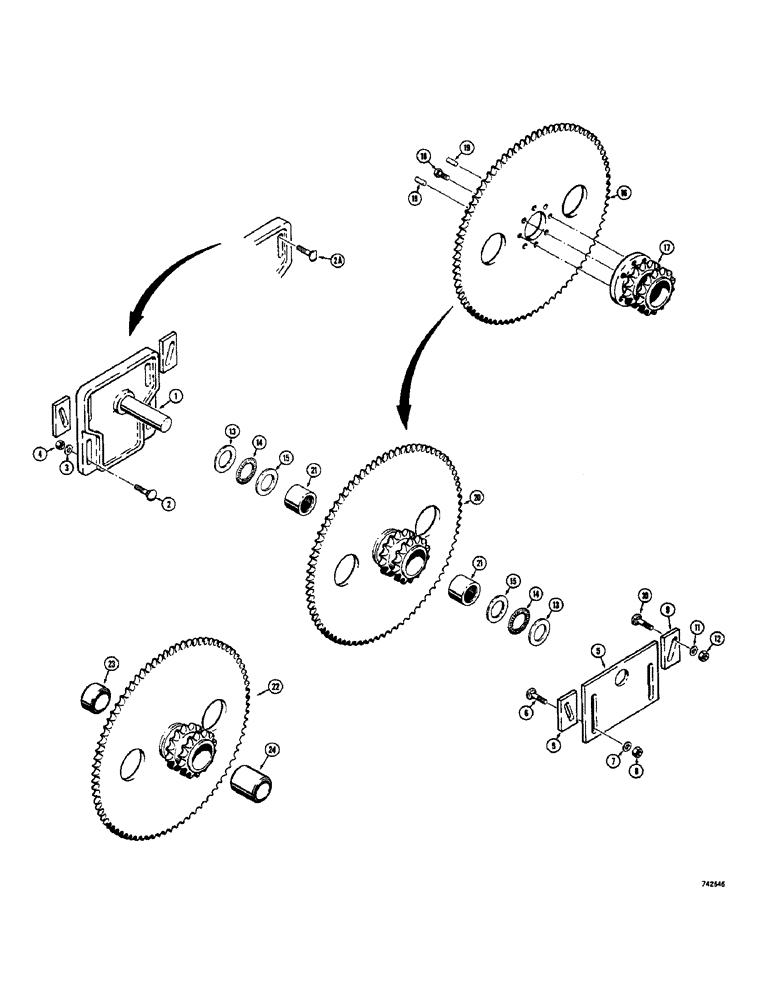 Схема запчастей Case 1500-SERIES - (046) - MAIN DRIVE SPROCKET ASSEMBLY (14) - MAIN GEARBOX & DRIVE