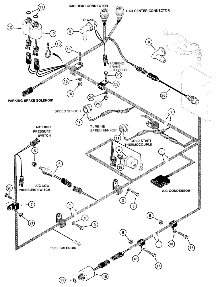 Схема запчастей Case 921B - (4-021[A]) - REAR HARNESS - ENGINE RIGHT-HAND SIDE, P.I.N. JEE0052701 AND AFTER (04) - ELECTRICAL SYSTEMS