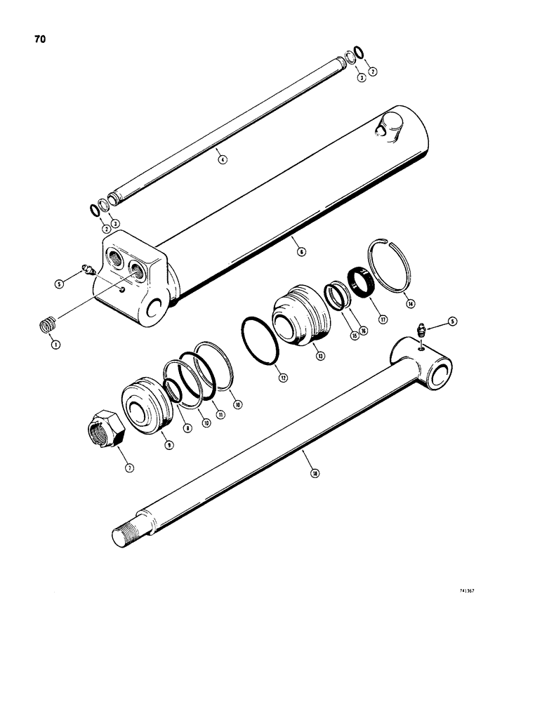 Схема запчастей Case D130 - (7-070) - H600841 BOOM, DIPPER ARM AND BUCKET CYLINDERS, LANTEX NO. 2781-TM (GLAND RETAINED BY RING) 