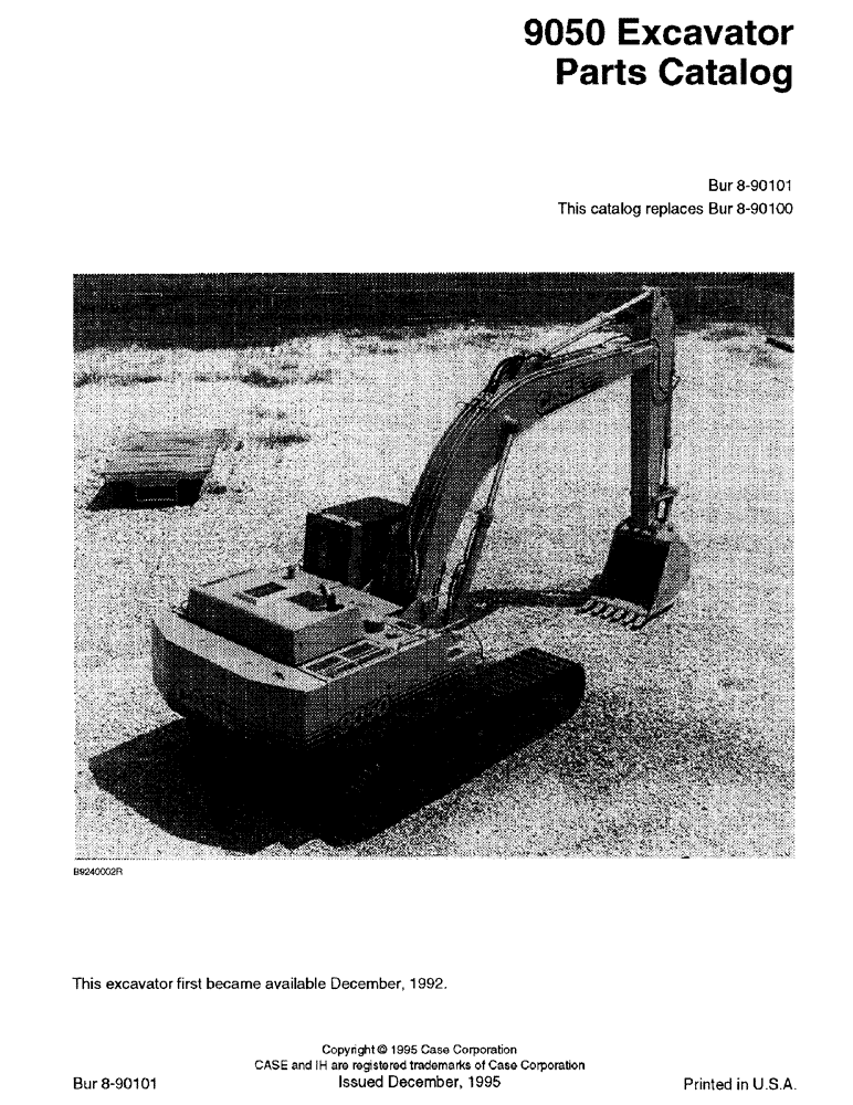 Схема запчастей Case 9050 - (1-01) - 9050 EXCAVATOR (00) - PICTORIAL INDEX