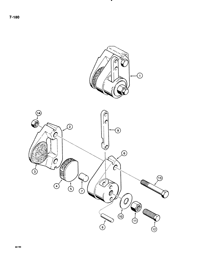Схема запчастей Case DH4B - (7-180) - BRAKE CALIPER (07) - BRAKES