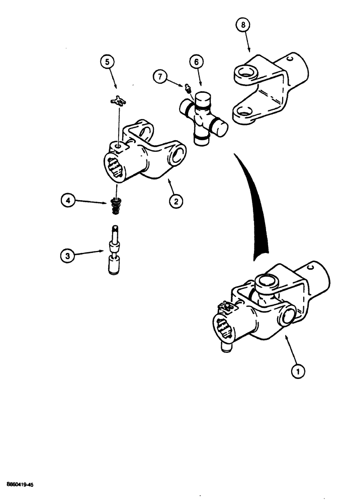 Схема запчастей Case CASE - (9-26) - HYDRA-BORER ATTACHMENT UNIVERSAL JOINT (09) - CHASSIS