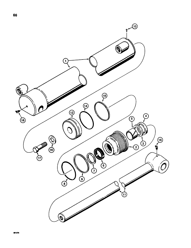 Схема запчастей Case D130 - (8-066) - BACKHOE DIPPER CYLINDER, USED ON 1835C, 1840, AND 1845C UNI-LOADERS 